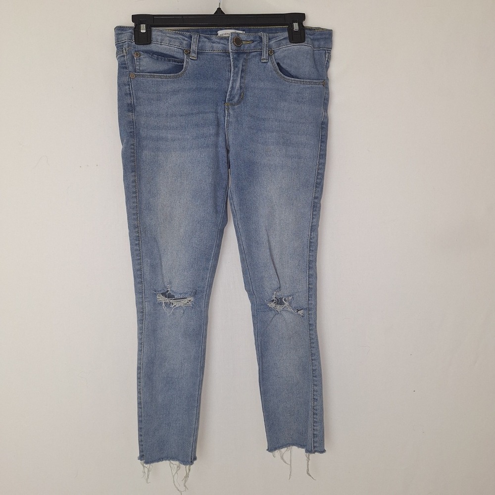 Y2K Whimsigoth Denim Jeans Streetwear Kendall & Kylie Skinny Size 5/6 Distressed